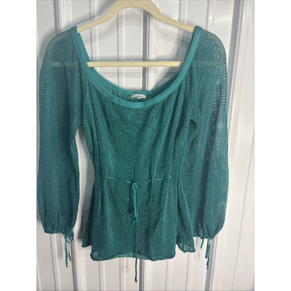 Le Lis Blanc Teal Mesh Top Size Medium EUC